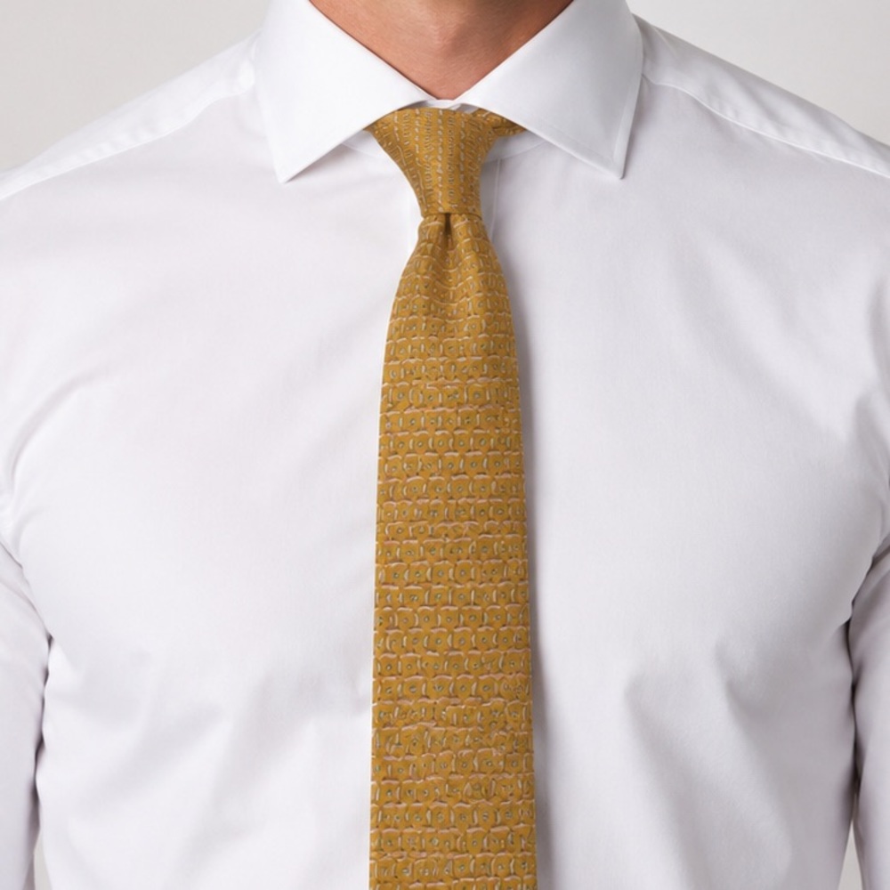 Salvatore Ferragamo Gold Tie with Muted Geometric Motif